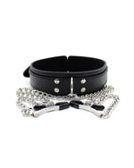 Collar with Nipple Clamps and metal Chain Black