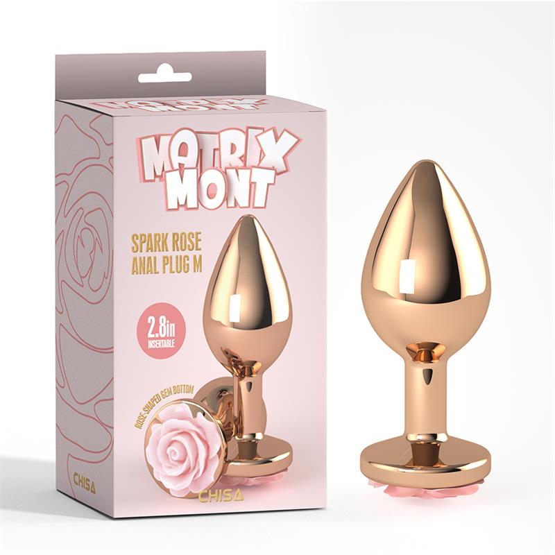 Anal Plug with Rose Jewel Color Rose Size M