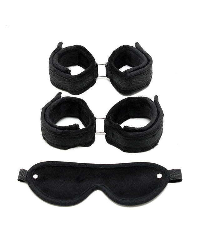 Handcuffs AnkleCuffs and Mask Black