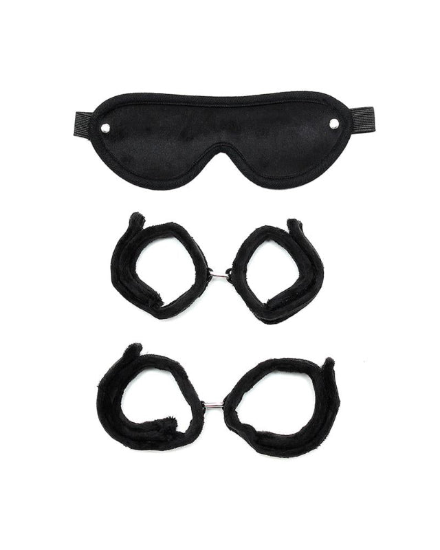 Handcuffs AnkleCuffs and Mask Black