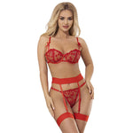 Yvonne bra thong and garter belt Set with Hearts Red