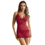 Zoe Open Back Babydoll and Thong Red