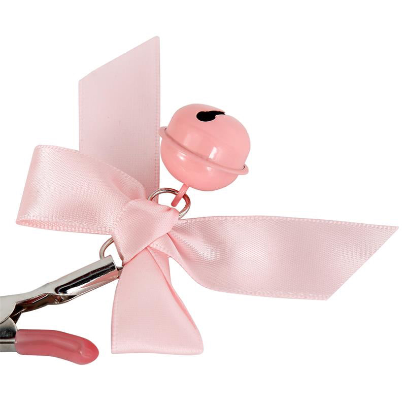 Pink Bow Nipple Clamps with Bell