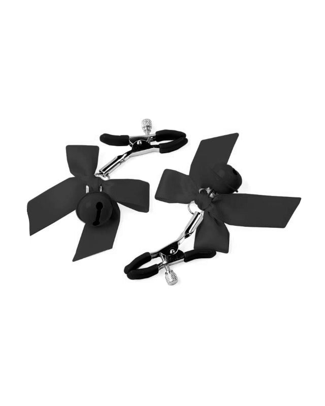 Nipple Clamps with Bell and Black Bow
