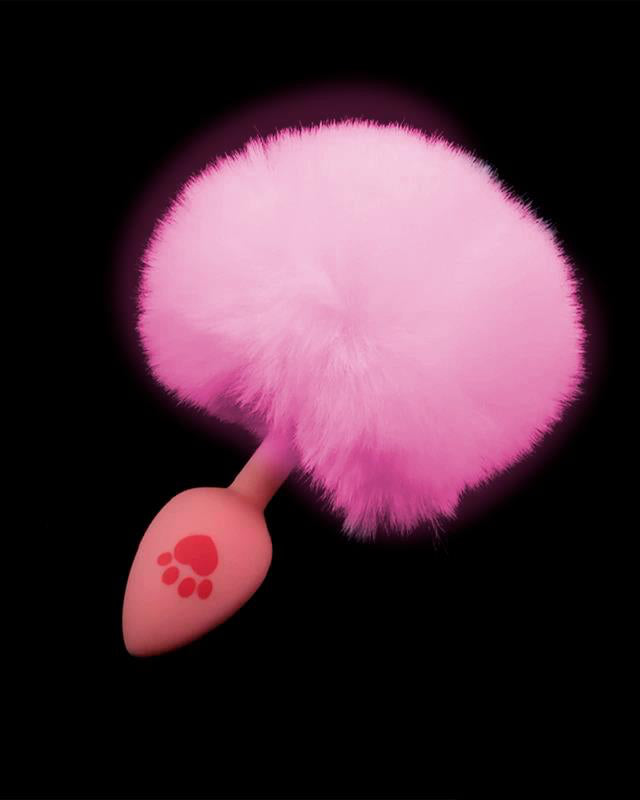 Pink Silicone Anal Plug with Pompon Pink
