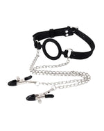 Open Mouth Gag with Nipple Clamps