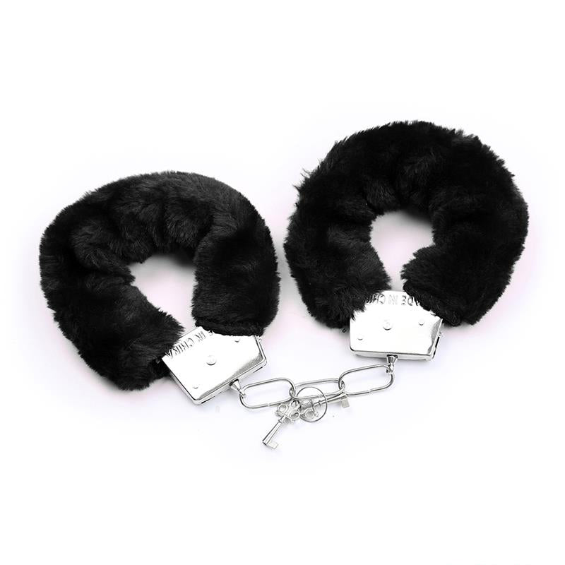 3 Pieces Set Mask Handcuffs and Feathers Black